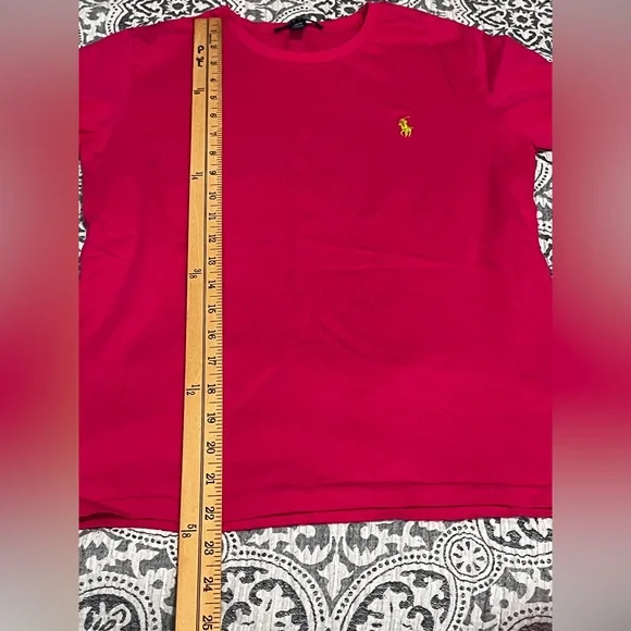 Ralph Lauren Bright Pink Cotton Tee with Logo Medium - Picture 6 of 8